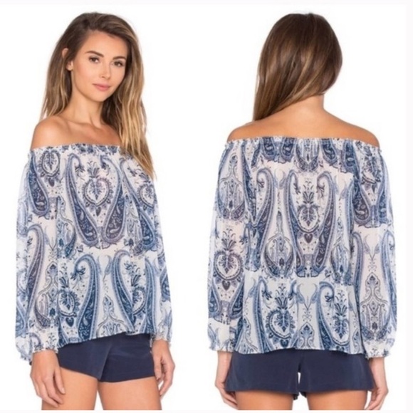 Joie Silk Off The Shoulder Paisley Blouse - Picture 1 of 9